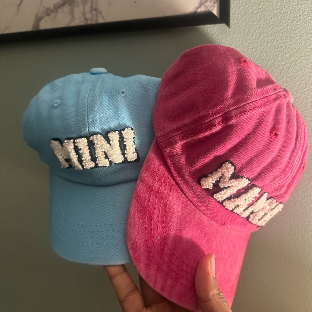 Kids Mini Caps in Blue and Pink